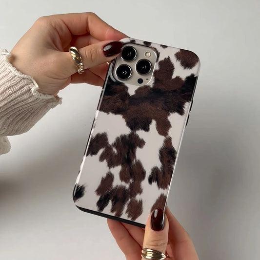 Brown Cow Fur Pattern Case for IPHONE Acrylic TPU Two in One Magnetic