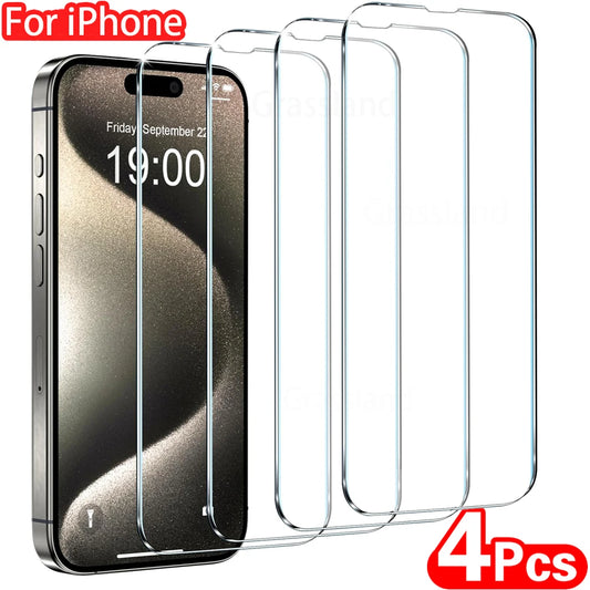 4Pcs Tempered Glass For iPhone Screen Protector